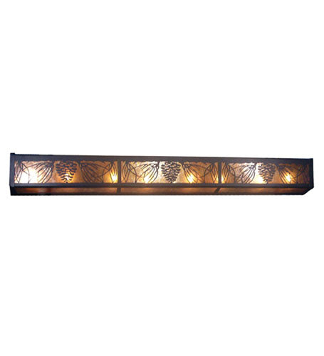 Meyda Tiffany Mountain Pine 81694 Bath Vanity Light 6 in. wide - Black/Amber Mica