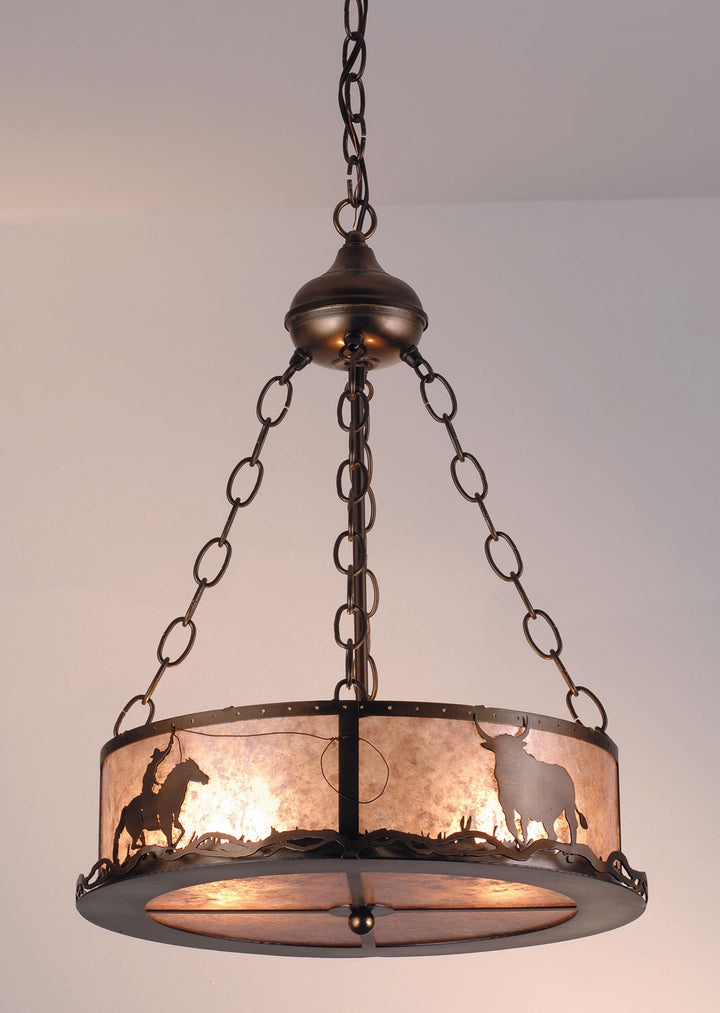 Meyda Tiffany Cowboy & Steer 98434 Pendant Light - Antique Copper