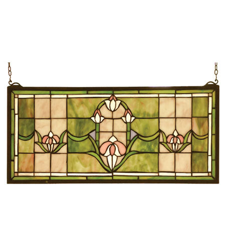 Meyda Tiffany Lighting 98463 Tulips Transom Window Mirror Bronze / Dark