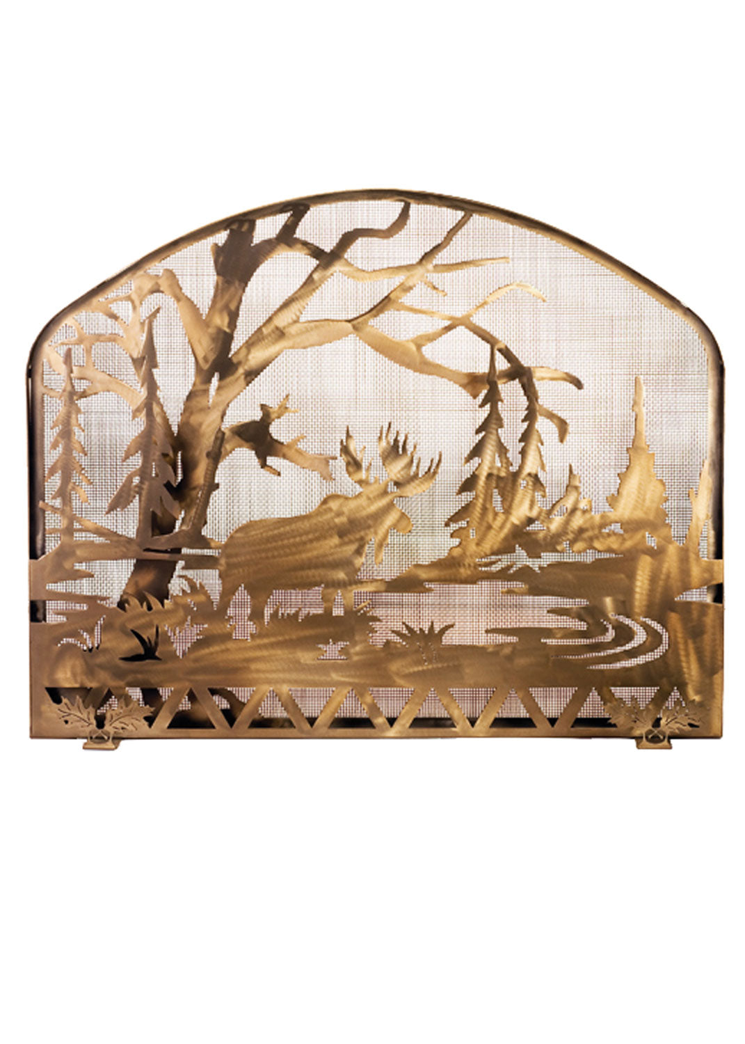 Meyda Tiffany Lighting 98743 Moose Creek Fireplace Screen Home Decor Copper/Antique/Verde