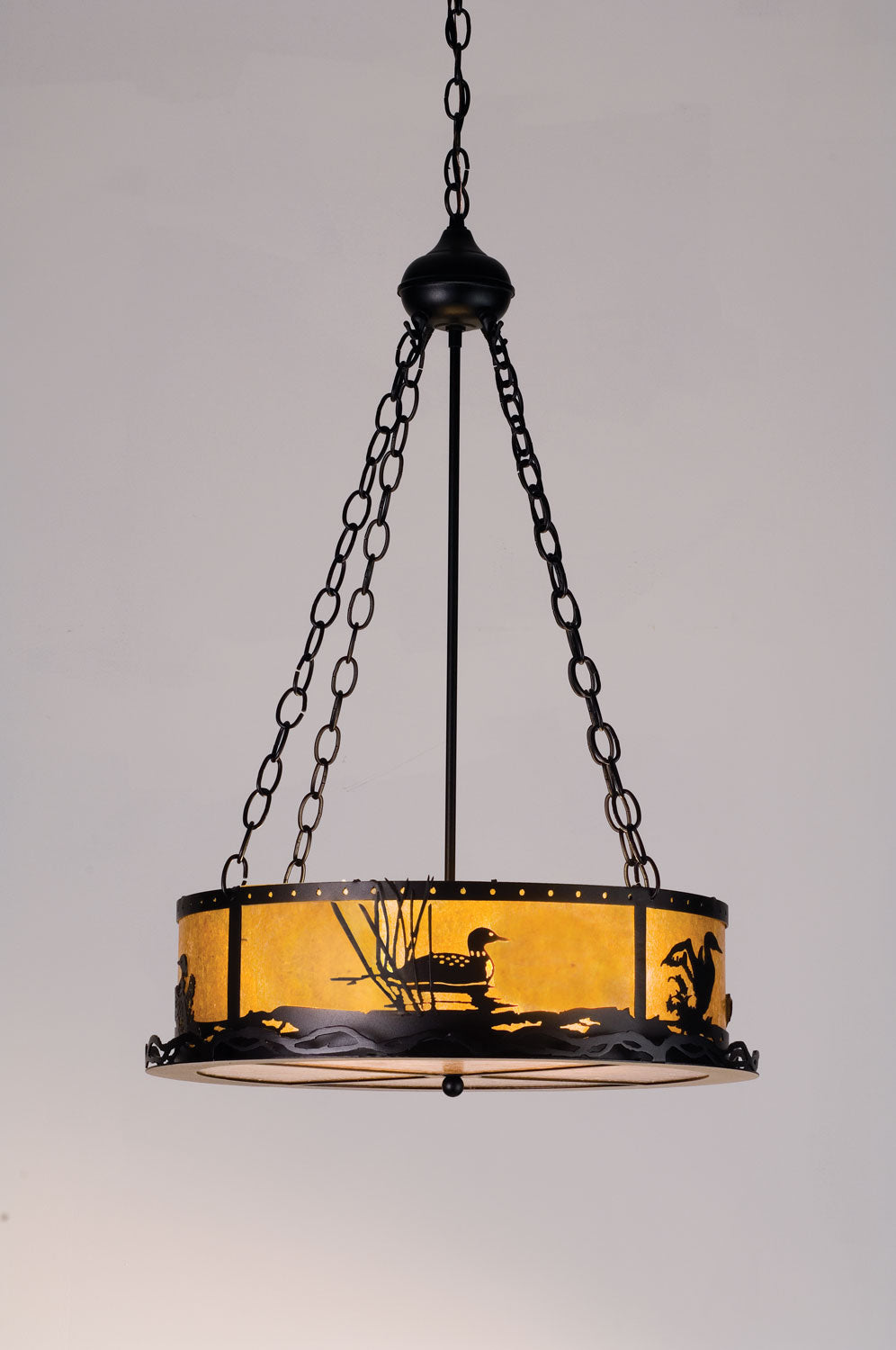 Meyda Tiffany Loon 98796 Pendant Light - Textured Black Amber Mica Sides/Silver Mica