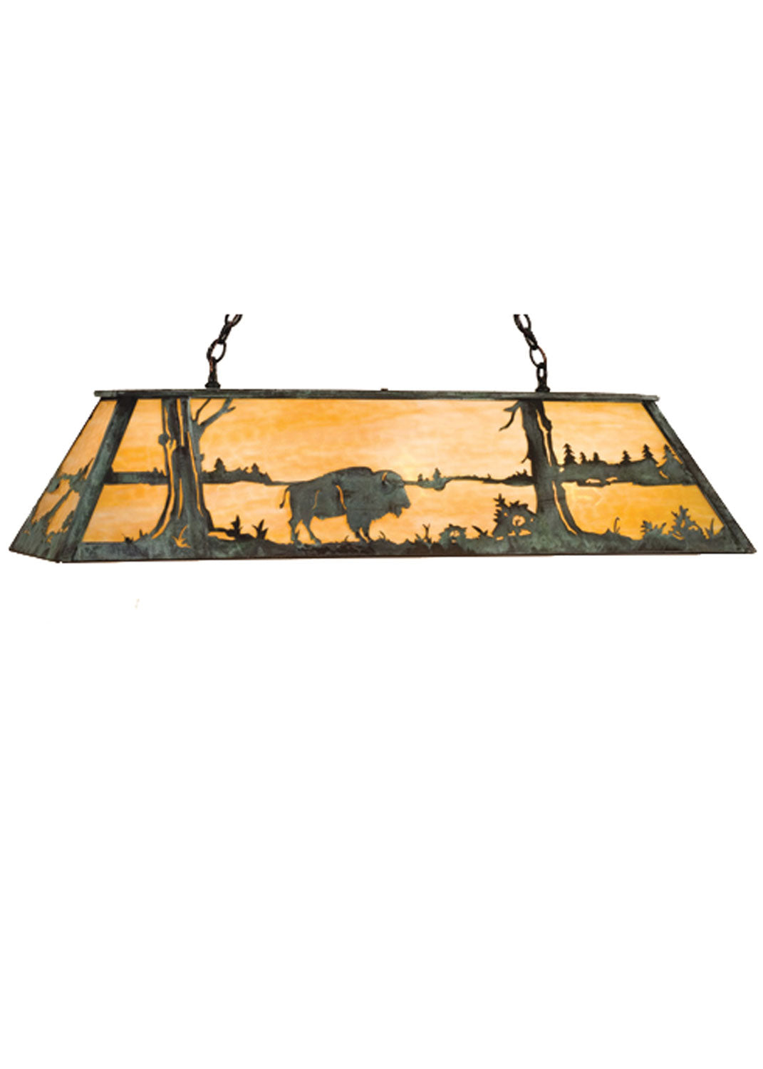 Meyda Tiffany Buffalo At Lake 99239 Pendant Light - Antique Copper, Verdigris