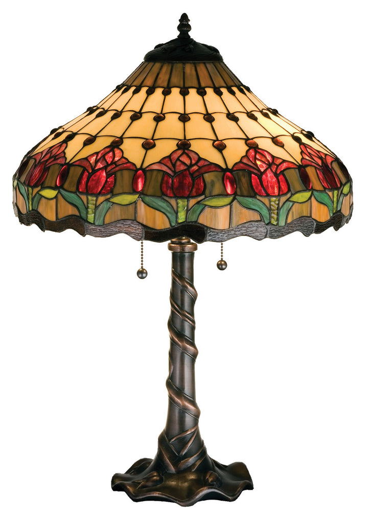 Meyda Tiffany Lighting 99270 Colonial Tulip Table Lamp Lamp Bronze / Dark