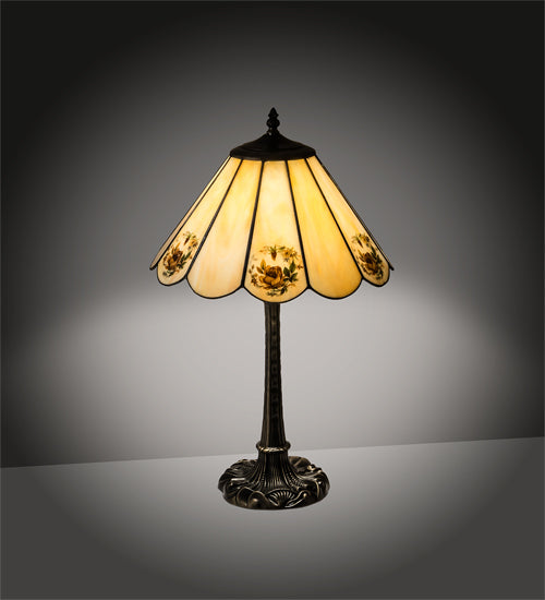 Meyda Tiffany Lighting 218828 Roses One Light Table Lamp Lamp Brass - Antique