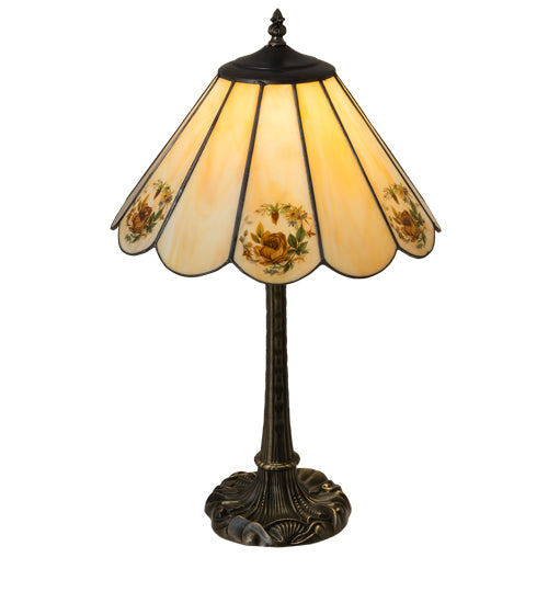 Meyda Tiffany Lighting 218828 Roses One Light Table Lamp Lamp Brass - Antique