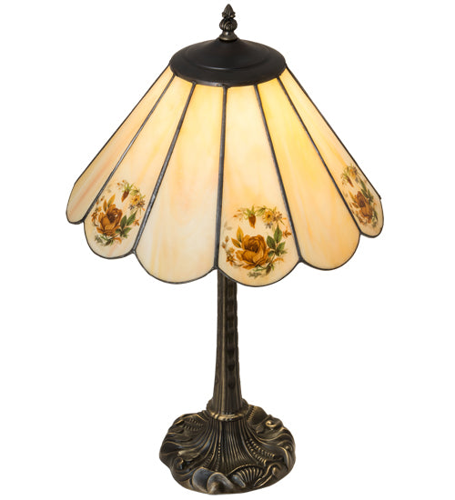 Meyda Tiffany Lighting 218828 Roses One Light Table Lamp Lamp Brass - Antique