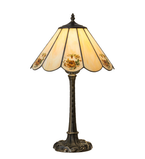 Meyda Tiffany Lighting 218828 Roses One Light Table Lamp Lamp Brass - Antique