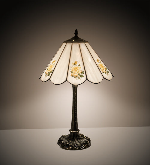 Meyda Tiffany Lighting 218829 Roses One Light Table Lamp Lamp Brass - Antique