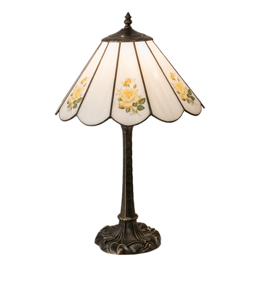 Meyda Tiffany Lighting 218829 Roses One Light Table Lamp Lamp Brass - Antique