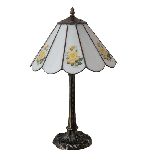 Meyda Tiffany Lighting 218829 Roses One Light Table Lamp Lamp Brass - Antique
