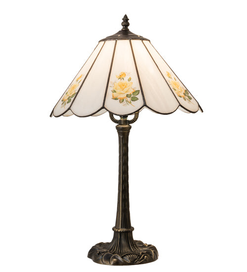 Meyda Tiffany Lighting 218829 Roses One Light Table Lamp Lamp Brass - Antique