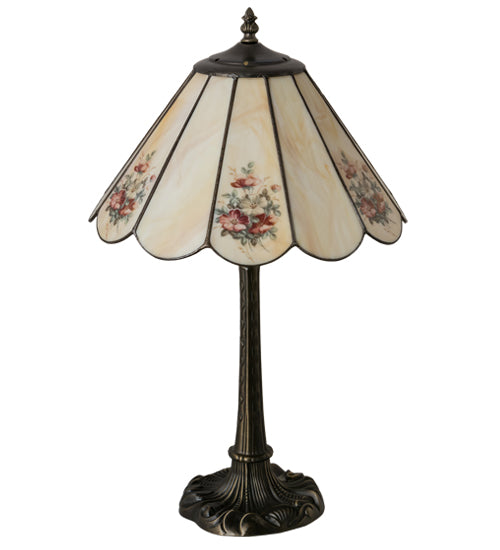 Meyda Tiffany Lighting 218834 Pansies One Light Table Lamp Lamp Brass - Antique