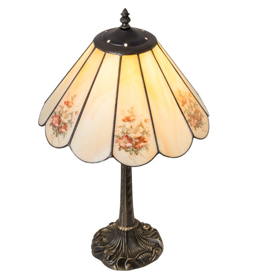 Meyda Tiffany Lighting 218834 Pansies One Light Table Lamp Lamp Brass - Antique