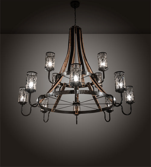 Meyda Tiffany Barrel Stave 219854 Chandelier Light - Natural Wood,Timeless Bronze