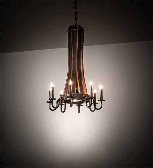 Meyda Tiffany Barrel Stave 219855 Chandelier Light - Natural Wood,Timeless Bronze