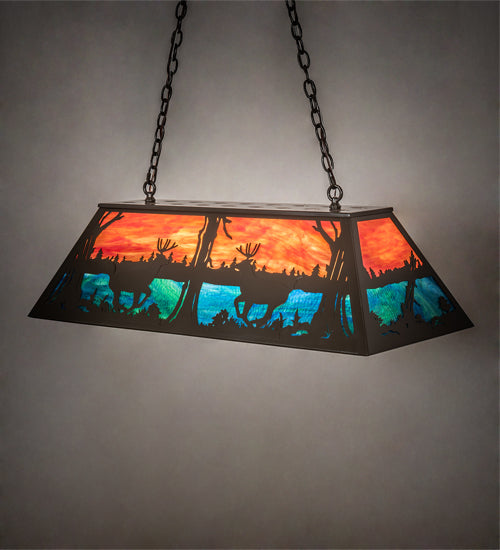 Meyda Tiffany Deer At Lake 219886 Pendant Light - Timeless Bronze