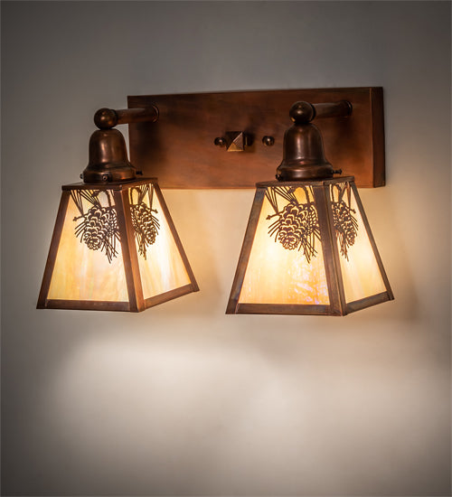 Meyda Tiffany Winter Pine 219956 Bath Vanity Light 17 in. wide - Vintage Copper