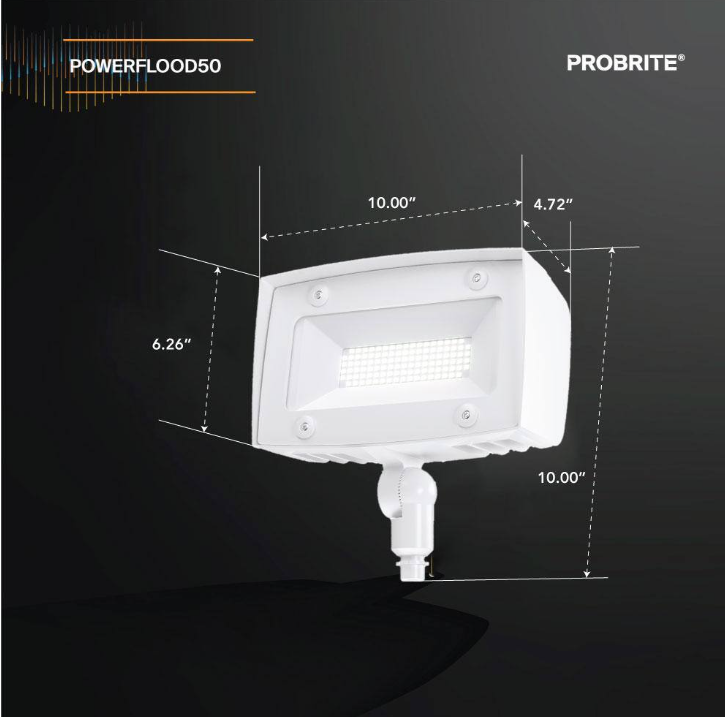 LED Flood Light - Knuckle Mount, with Photocell, 4000K, Dimming Driver - White