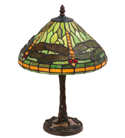 Meyda Tiffany Lighting 220523 Dragonfly One Light Table Lamp Lamp Bronze / Dark