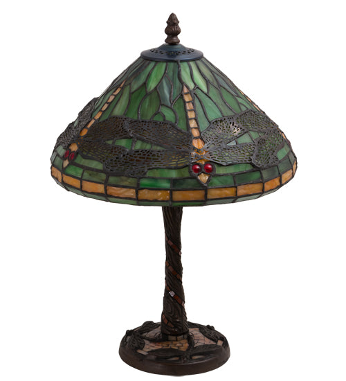 Meyda Tiffany Lighting 220523 Dragonfly One Light Table Lamp Lamp Bronze / Dark