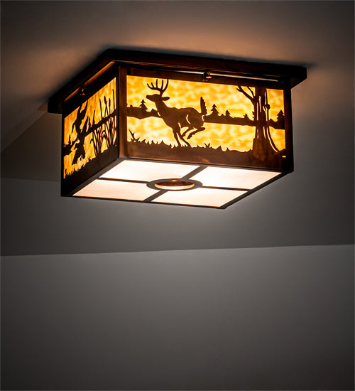 Meyda Tiffany Deer At Lake 224116 Ceiling Light - Vintage Copper