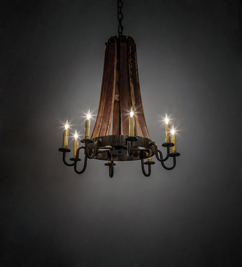 Meyda Tiffany Barrel Stave 224987 Chandelier Light - Natural Wood,Oil Rubbed Bronze