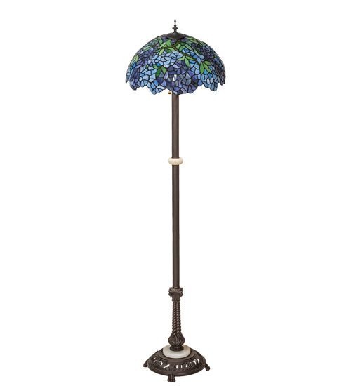 Meyda Tiffany Lighting 225024 Tiffany Wisteria Three Light Floor Lamp Lamp Bronze / Dark