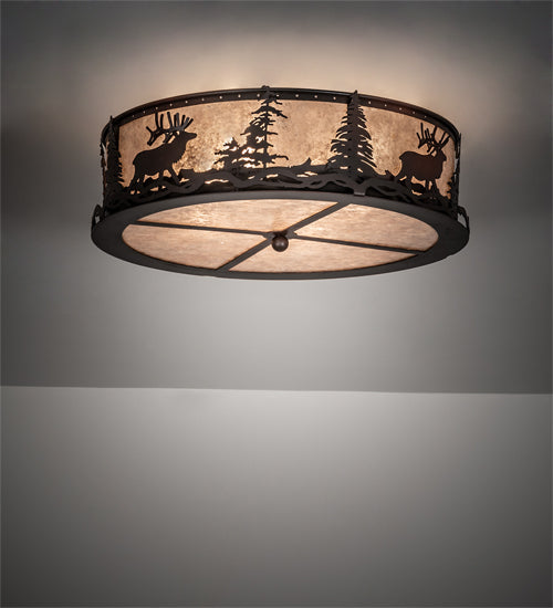 Meyda Tiffany Elk At Dusk 225429 Ceiling Light - Wrought Iron