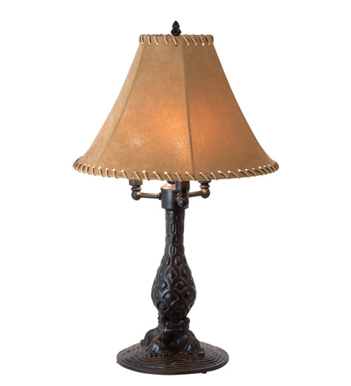 Meyda Tiffany Lighting 225854 Roseborder Three Light Table Lamp Lamp Bronze / Dark