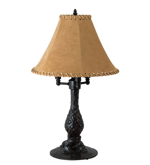 Meyda Tiffany Lighting 225854 Roseborder Three Light Table Lamp Lamp Bronze / Dark