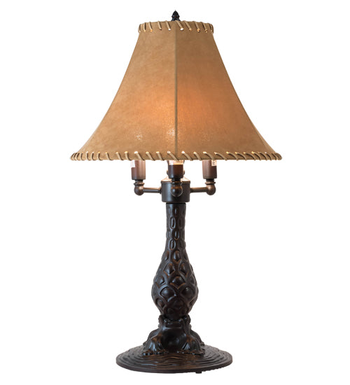 Meyda Tiffany Lighting 225854 Roseborder Three Light Table Lamp Lamp Bronze / Dark