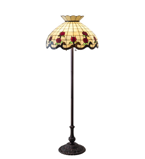 Meyda Tiffany Lighting 228098 Roseborder Three Light Floor Lamp Lamp Bronze / Dark