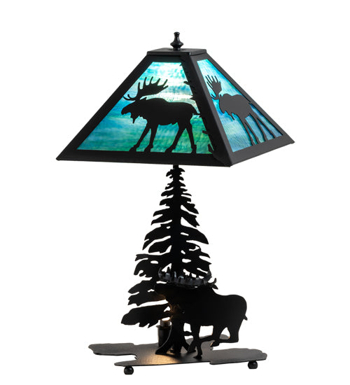 Meyda Tiffany Lighting 228133 Lone Moose Two Light Table Lamp Lamp Black