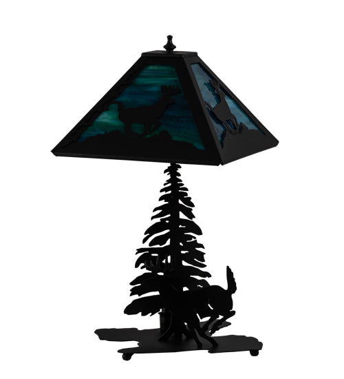 Meyda Tiffany Lighting 228148 Lone Deer Two Light Table Lamp Lamp Black