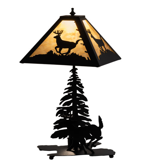 Meyda Tiffany Lighting 228149 Lone Deer Two Light Table Lamp Lamp Black