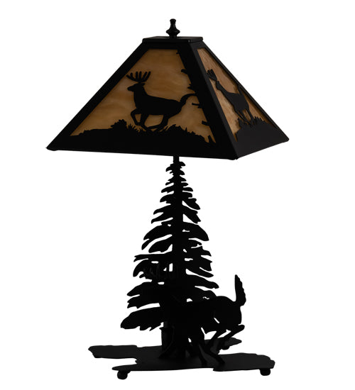 Meyda Tiffany Lighting 228149 Lone Deer Two Light Table Lamp Lamp Black