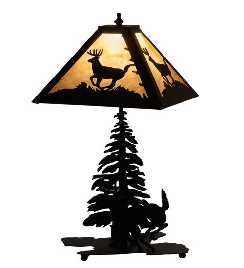 Meyda Tiffany Lighting 228149 Lone Deer Two Light Table Lamp Lamp Black