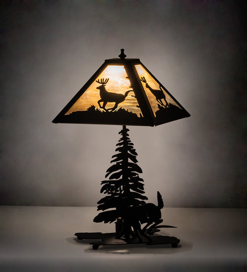 Meyda Tiffany Lighting 228150 Lone Deer Two Light Table Lamp Lamp Black
