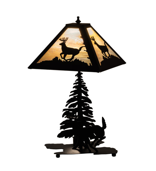 Meyda Tiffany Lighting 228150 Lone Deer Two Light Table Lamp Lamp Black