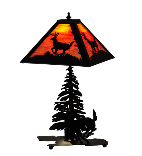 Meyda Tiffany Lighting 228151 Lone Deer Two Light Table Lamp Lamp Black