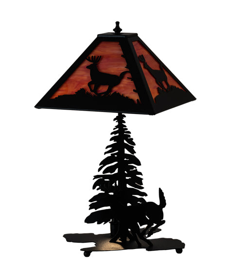 Meyda Tiffany Lighting 228151 Lone Deer Two Light Table Lamp Lamp Black