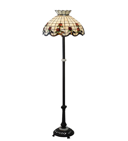 Meyda Tiffany Lighting 228514 Roseborder Three Light Floor Lamp Lamp Bronze / Dark