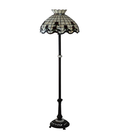 Meyda Tiffany Lighting 228514 Roseborder Three Light Floor Lamp Lamp Bronze / Dark