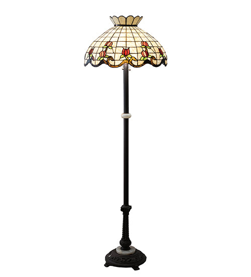 Meyda Tiffany Lighting 228514 Roseborder Three Light Floor Lamp Lamp Bronze / Dark