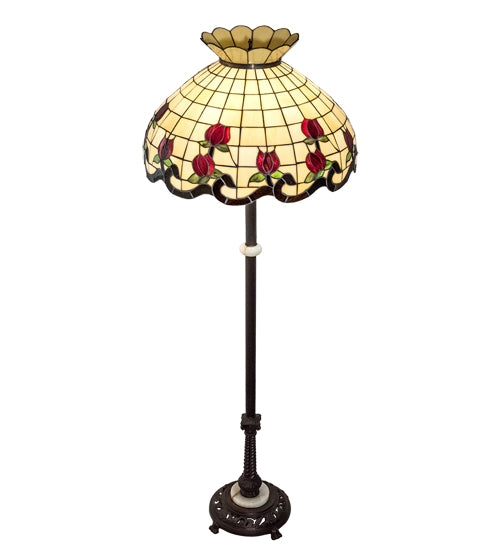 Meyda Tiffany Lighting 228520 Roseborder Three Light Floor Lamp Lamp Bronze / Dark