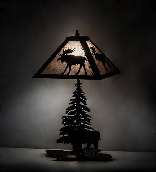 Meyda Tiffany Lighting 228787 Lone Moose Two Light Table Lamp Lamp Black