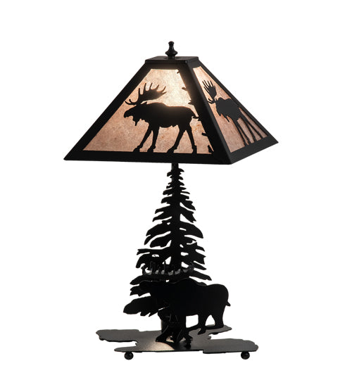 Meyda Tiffany Lighting 228787 Lone Moose Two Light Table Lamp Lamp Black