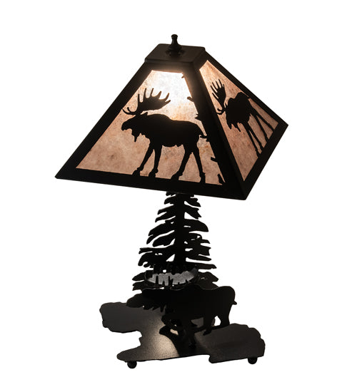 Meyda Tiffany Lighting 228787 Lone Moose Two Light Table Lamp Lamp Black