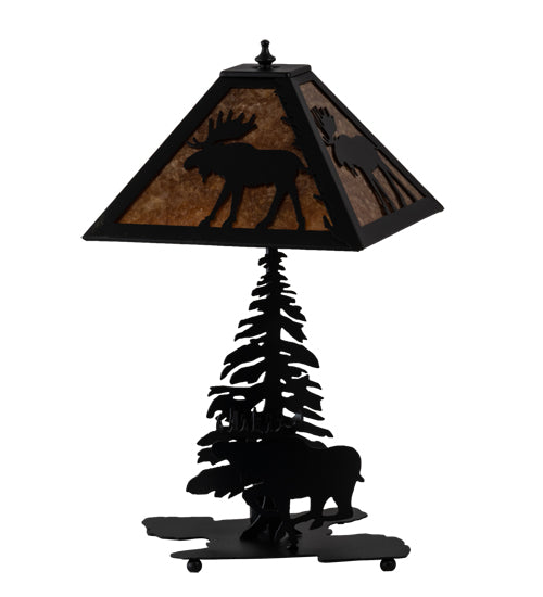 Meyda Tiffany Lighting 228788 Lone Moose Two Light Table Lamp Lamp Black