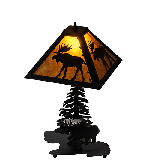 Meyda Tiffany Lighting 228788 Lone Moose Two Light Table Lamp Lamp Black